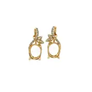 Earring Semi Mount Oval 10x8mm In 14k Yellow Gold With Diamond Accents (52684)