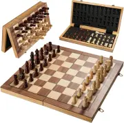 Handcrafted 15" Magnetic Chess Board Set - Portable Wooden Game for All Ages