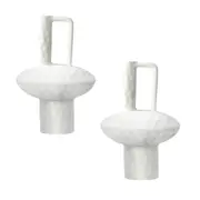 SOGA 2X 20x30cm Ornament Contemporary White Ceramic Vase Decorative for Minimalist and Elegant Home Decor