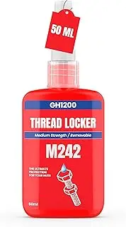 GH1200-50ML Red Thread Lock Medium Strength for Nuts, Bolts, and Metals, Threadlocker Lock Tight & Seal Fasteners with Stable and Consistent Performance