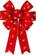 SIMISI RIBBON LED Red Bows Christmas Decorations Big Wired Velvet Bow with LED Lights for Wreaths, Outdoor, Tree Topper (16 * 24 inch)