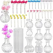 35 Pcs Dollhouse Miniature Vase Model Fake Miniature Flower Toys Tiny Houses Accessories Decoration DIY Micro Landscape Dollhouse Decoration Accessories