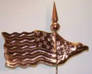 Unique Eagle flag copper weathervane, TOP ONLY FITS over a 3/8'' top rod