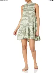 Mud Pie Women's Tully Tiered Green Camo Dress Medium New
