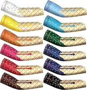 [Newcotte] 12 Pairs Arm Sleeves for Kids Compression Arm Sleeve UV Protection Breathable Baseball Cooling Sleeves