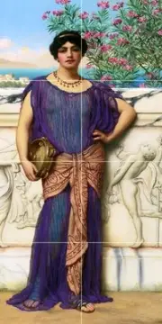 THE TAMBOURINE GIRL J. GODWARD Tile Mural Kitchen Wall Backsplash Marble Ceramic