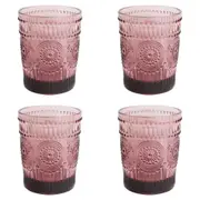 4x LVD Glass Tumbler 10cm Water/Juice Cup/Cocktail Barware Glassware Pink