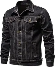 [Generic] Fashion Men's Denim Jackets Casual Solid Classic Multi-Pocket Loose Trendy Outdoor Jackets