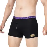 Mens Cotton Modal Boxer Briefs Black/Purple - Frank and Beans Underwear