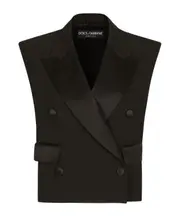 Dolce Gabbana Double-Breasted Gabardine Tuxedo Vest IT40,IT42 black