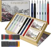 GC Quill Calligraphy Pen Set, 7 Calligraphy Fountain Pens with Different Nibs and 40 Ink Cartridges, Calligraphy Set for Beginners- MU-09