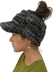 [XYIYI] Beanie Tail Winter Warm Knit Messy High Bun Ponytail Hats Visor Beanie Cap