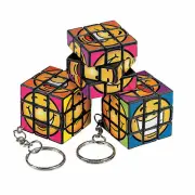 Mini Fun Puzzle Cube Keychains - Apparel Accessories - 12 Pieces