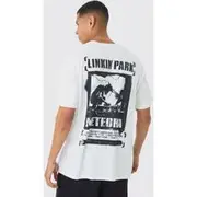 Mens White Oversized Linkin Park Band License Print T-Shirt
