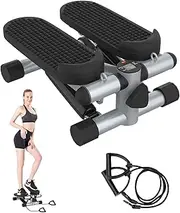 Mini Stepper with Resistance Band, Portable Stair Stepper with Calories Count, Exercise Stepping Machine for Exercise Fitness Office Home Workout Equipment
