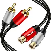 2 RCA Extension Cable, TEKERA 2 RCA Male to 2 RCA Female Extension Cable, Gold-Plated 2 RCA Stereo Audio Extension Cable, 2 RCA to 2 RCA Cable for Speakers, Amplifiers, Home Theater, RA3502(3m)