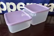 Tupperware Basic Bright Square 1L & 650ml Container Set of 2 Lavender Seal New