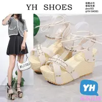 在飛比找Yahoo!奇摩拍賣優惠-薔薇花園YH SHOES 坡跟鞋 厚底涼鞋韓國 楔型鞋涼鞋 