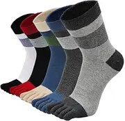 [ZAKASA] Men’s Toe Socks Cotton Five Finger Crew Socks Athletic Running Socks 5 Pairs