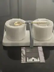 Marble Salt Pepper Shakers Boxes Congrats Aimee with Spoon NWT!