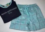 NWT PETER ALEXANDER BOYS DARK GREY & MINT CHECK SET SIZE 8