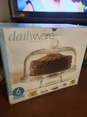 Dailyware 6 in 1 Footed Cake Dome 3 Piece Set - Stand, Dome, Ladle
