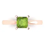 1.0 ct Princess Cut Natural Peridot Wedding Bridal Promise Ring 14k Rose Gold