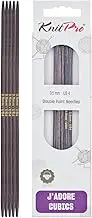 KnitPro J'Adore Cubics Double Pointed Knitting Needles Set of 5 - Wooden Needles for Socks, Hats, Mittens, Short Circular Knitting - 15cm x 3.50mm, Purple