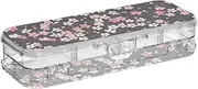 [Amooorous] Pink and FLOWERs Designed Clear Plastic Pencil Box Double-Deck Pen Storage Containers For Kids With Snap Lid