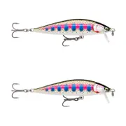 2x Rapala 9.5cm Countdown Sinking Hardbody Balsa Fishing Lures - Gilded Rainbow