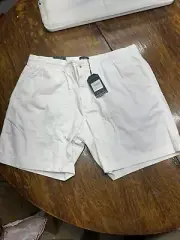 Ben Sherman Regular Fit Stretch Flat Front Shorts Men XL White NWT $79