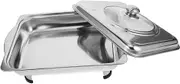 Healifty Stainless Steel Buffet Food Holder with Glass Lid Capacity Chafing Dish for Catering for Parties Weddings and Family Gatherings
