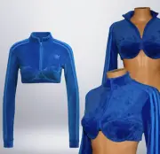 Adidas X Jeremy Scott Velour Cropped Track Top Velour Jacket Blue Size M
