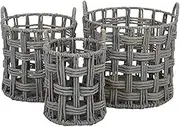 Coast To Coast Home Hildur Hyacinth Basket 3 Pieces Set, 40 cm x 40 cm Size, Grey