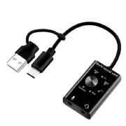 Multi Sound Card USB 2.0 Type C Stereo Microphone Adapter Professional7708