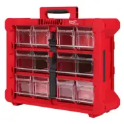 Milwaukee PACKOUT Tilt Bin Organizer Stackable Storage w/ 10 Bins & Lock Bars