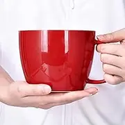XXL Extra Large Coffee Mug 30 Ounce, Porcelain Coffee Cup Soup Bowl with Handle for Coffee Tea Cocoa Milk Soup and Fruit, Gift Mugs Matching to Kitchen, Table, Dinner Sets and Office Home Decor, Red