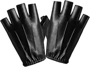 [SUPVOX] Finger Cots Men's Winter Gloves Fingerless Cycling Gloves Leather Portable