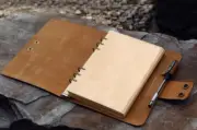 A5 loose leaf Writing note Notebook Retro Diary Notepad cow leather brown Q395