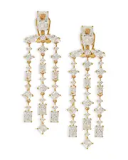 Nadri Rare Jewels Cubic Zirconia Triple Row Chandelier Earrings in 18K Gold Plated OS