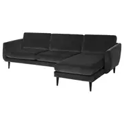 SMEDSTORP 4-seat sofa with chaise longue, Djuparp dark grey/black