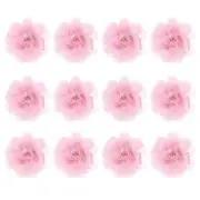 12-Pack Chiffon Flowers 1.97 x 1.97" Fabric Flowers for Craft [Light Pink]