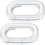 Isslly Oval Necklace Pendant Clasps, Silver Filled Spring Carabiner Bracelet Rings, Jewelry Connector Enhancer, DIY Jewelry Making Supplies for Women Men - 2PCS