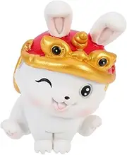 Bunny Ornament Resin Lucky Bunny Rabbit Lucky Statues Feng Shui Animal Statue Rabbit Ornaments Mini Toy Bunny Year Figurines Birthday Present White Dining Table Office