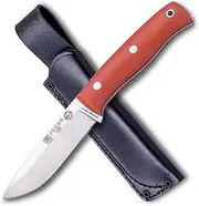 Survival Knife "Lynx" Joker CN111, handle Micarta Canvas Orange, blade 10,5 cm of Böhler N695, black leather Sheath, Tool for fishing, Hiking, camping and hiking