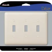 Amerelle Devon Light Almond 3 gang Stamped Steel Toggle Wall Plate