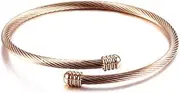 [Jude Jewelers] Stainless Steel Cable Wire Open Cuff Adjustable Size Bangle Bracelet