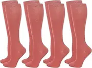 QiFon Compression Socks for Men and Women, 2/4/6 Pairs 20-25mmHg Knee Socks for Sports, Athletics, Edema, Diabetics, Varicose Veins, Travel, Pregnancy, Breastfeeding, 4 Pairs, RD, Small