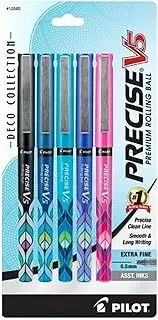 Pilot Precise V5 Deco Premium Rolling Ball Pen Extra Fine, 0.5mm, Assorted 5 pk (12565)