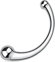 Double-sided plug stimulates magic wand fetish, G-spot massage dildo made of solid metal, curved double end masturbation sex toy for couples